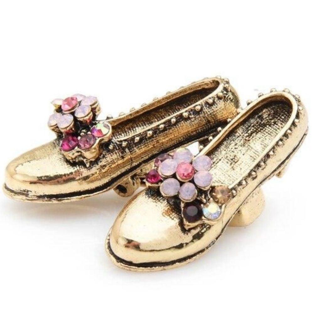 Antique Golden Floral Slipper Brooch